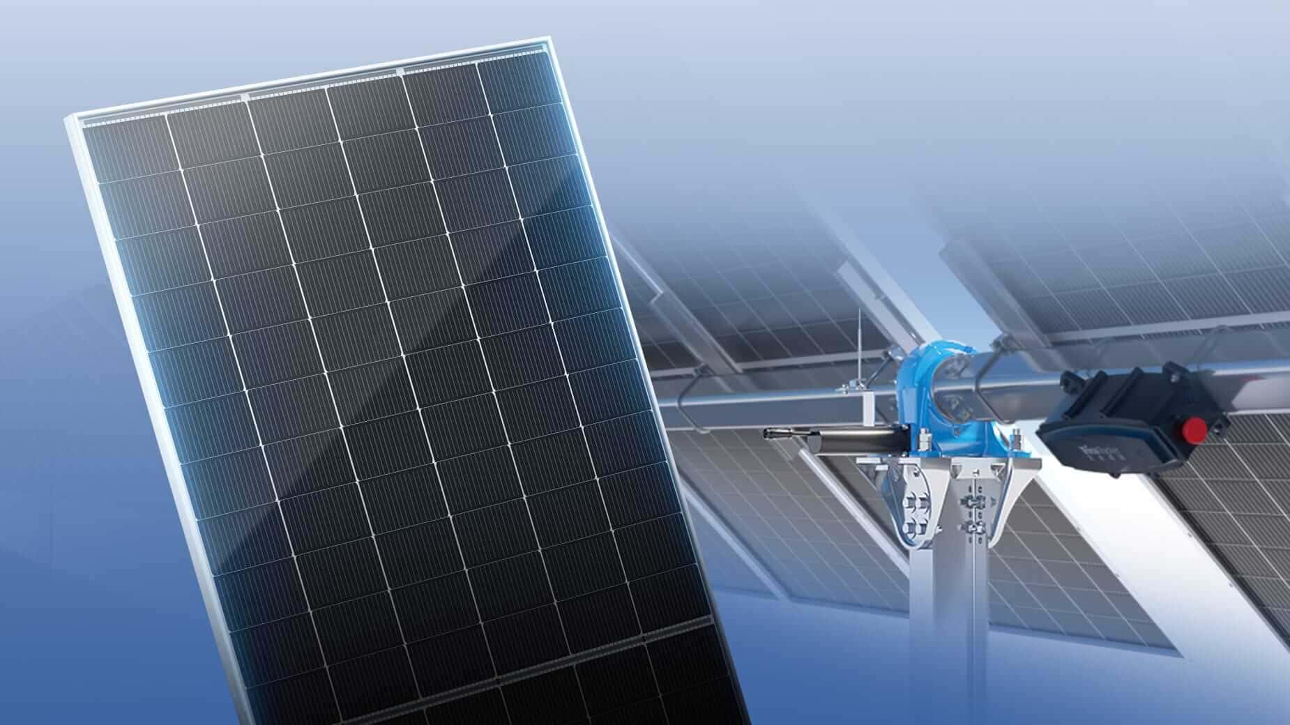 Rooftop solar array in bright sunlight